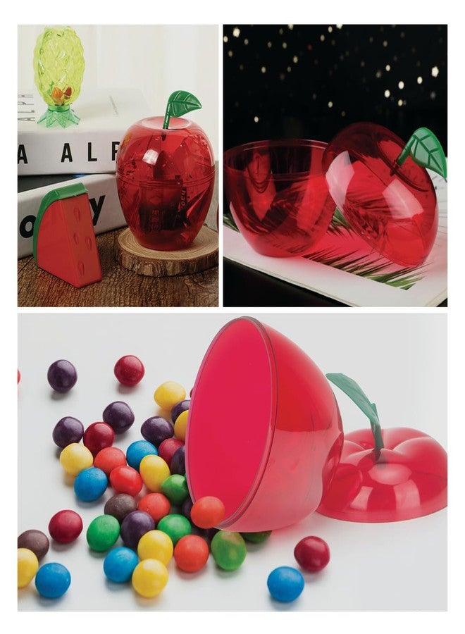heffiso Plastic Apple Container Jars 5.9-Inch Apple Shape Cookie Jars, Festival Cookie Container Set for Christmas Decoration, Lovely Candy Cookie Jar (4 in Red) - Image 4